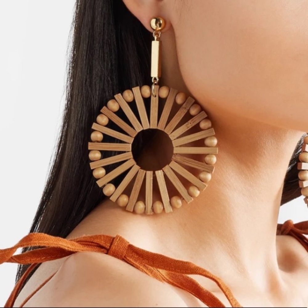 Bamboo Windmill Statement Hoops
